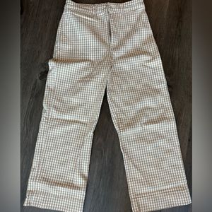 Madewell slim emit wide leg cropped gingham pants
